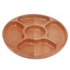 Wooden Round Shape Food Divided Plate Dessert Snack Sub Grid Dish Tableware Tray