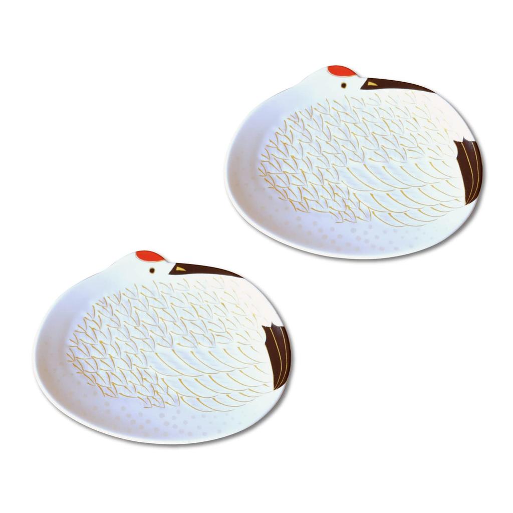 Set of 2 Small Plates for New Year's, Japanese Tableware, Crane Design, Auspicious Charm, Arita Ware, Gold-Painted Crane Small Plates