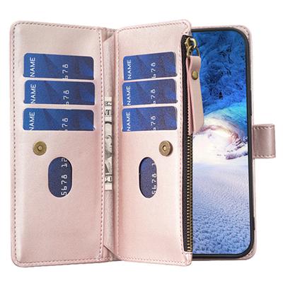 Чехол-портмоне BF Style-19 для iPhone 15 Pro с застежкой-молнией, из искусственной кожи, с подставкой.