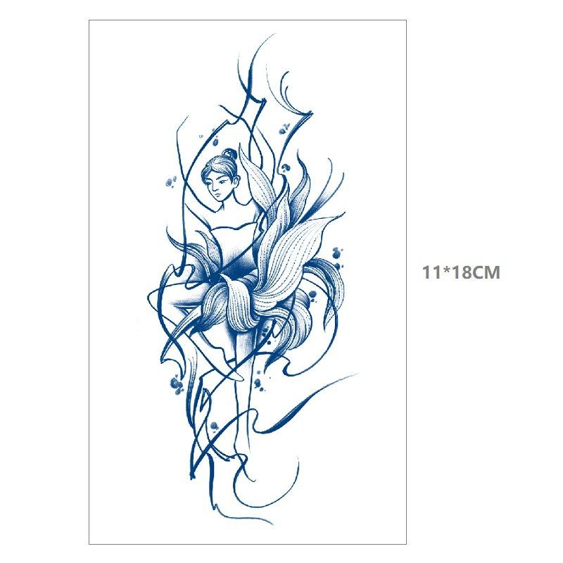 Herbal Juice Waterproof Butterfly Thorn Plain Flower Chest Semi Permanent Gradual Change Water Transfer Tattoo Sticker