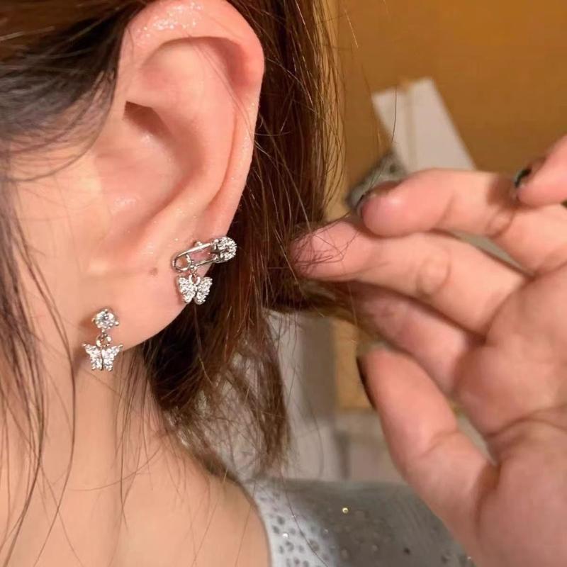 Сверкающие Титановые Стальные Ушные Кликеры Бабочка Гвоздик С Защитной Булавкой Пирсинг Хряща Уха Серьга Ручной Работы Боди-Украшение