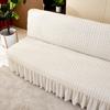 Solid Color Seersucker Fabric All Without Armless Sofa Bed Cover With Skirt Slipcover Fitted Couch Cover Washable Elastic Fabric