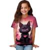 Летняя новая футболка с милым котом для детей 3-14 лет с 3D рисунком в стиле аниме для девочек и мальчиков, модная футболка с короткими рукавами