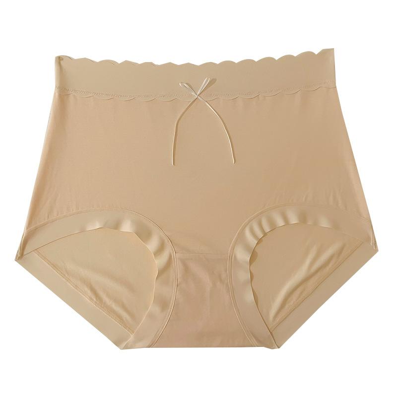 Plus Size Women's Panties High Waist Belly Lift Hip Breathable Simple Bow Underwear
