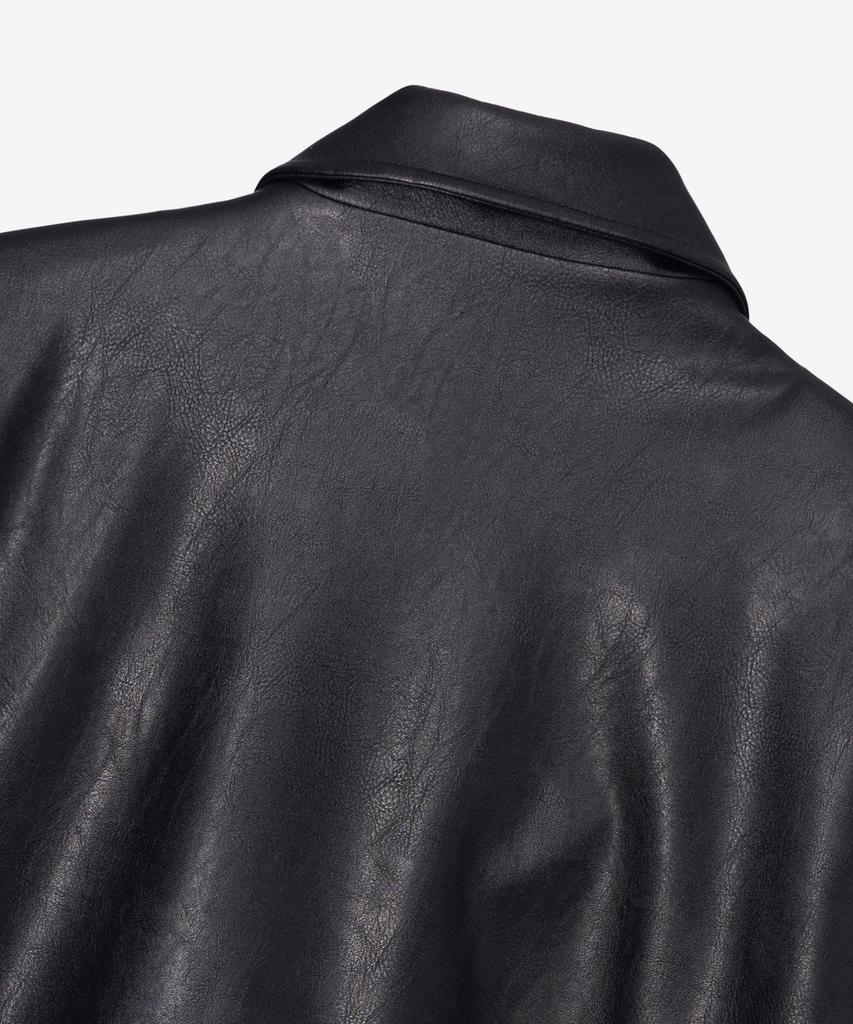 MINDBRIDGE [Couture] Out-Pocket Black Leather Oversized Blouson