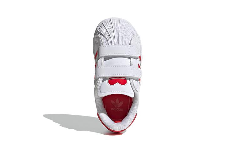 adidas Оригинальные SUPERSTAR Удобные Дышащие Низкие Скейтбордические Кроссовки Белые Красные Для Младенцев и Малышей FZ0644