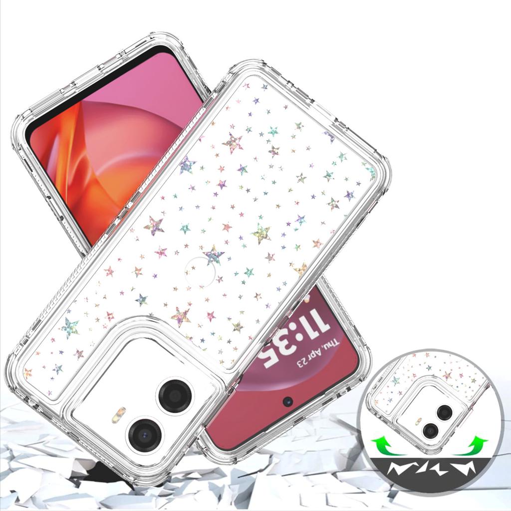 For Motorola Moto G05 4G/E15 4G Case Clear Acrylic TPU Hybrid Phone Cover with Laser-printed Film
