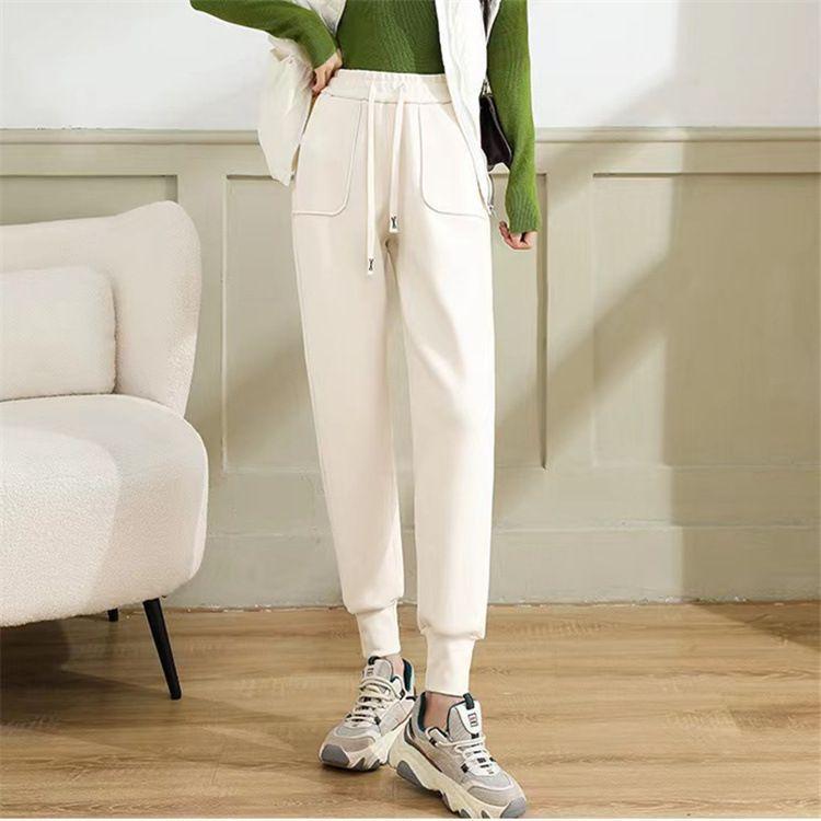 2026 Осень Зима Двусторонние Бархатные Ветрозащитные Уличные Спортивные Брюки Женские Свободные С манжетами Большие Карманы Утепленные С высокой посадкой Термо Спортивные Брюки