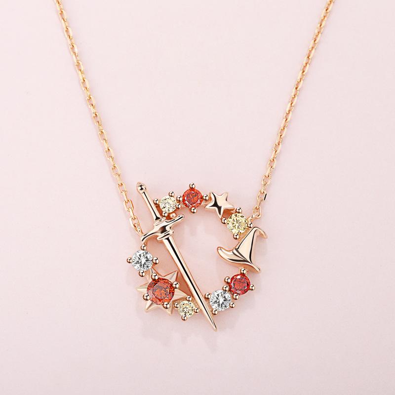 2 шт. периферийный товар из фильма шляпа ветви волшебника ожерелье с магическим камнем серьги гвоздики цепочка на ключицу подарок легкая роскошь простой