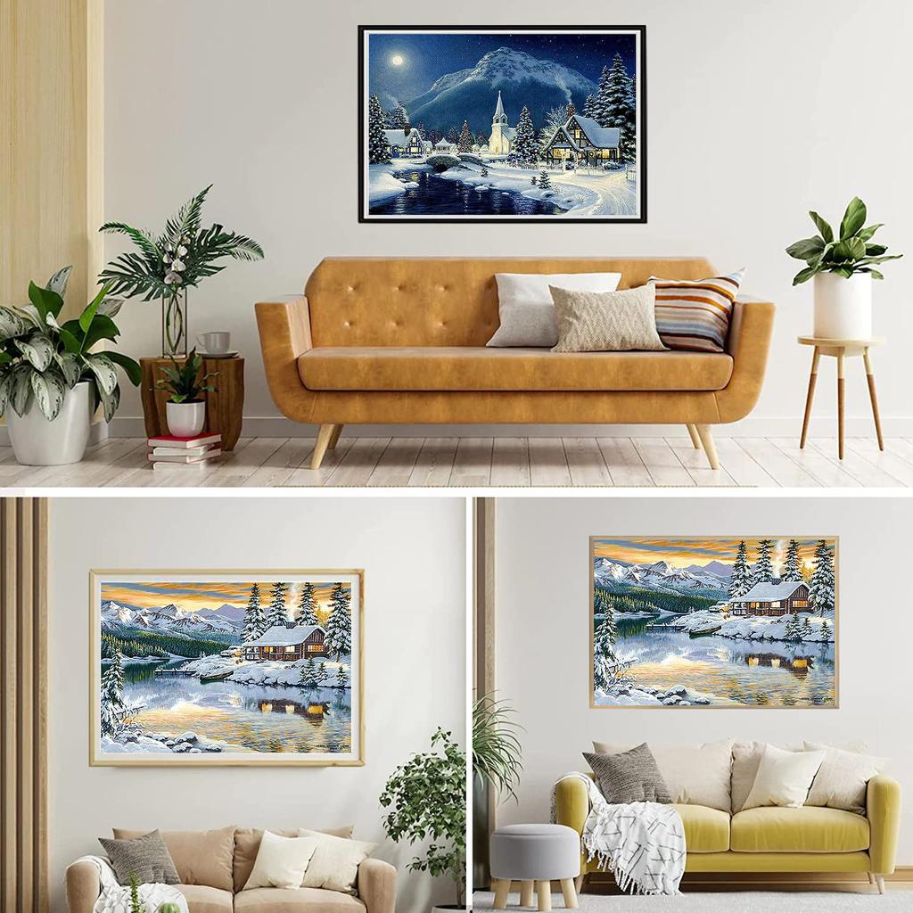 Снежная сцена узор 5D Diy Алмазная картина 3D Алмазная вышивка Украшение дома Изысканный подарок