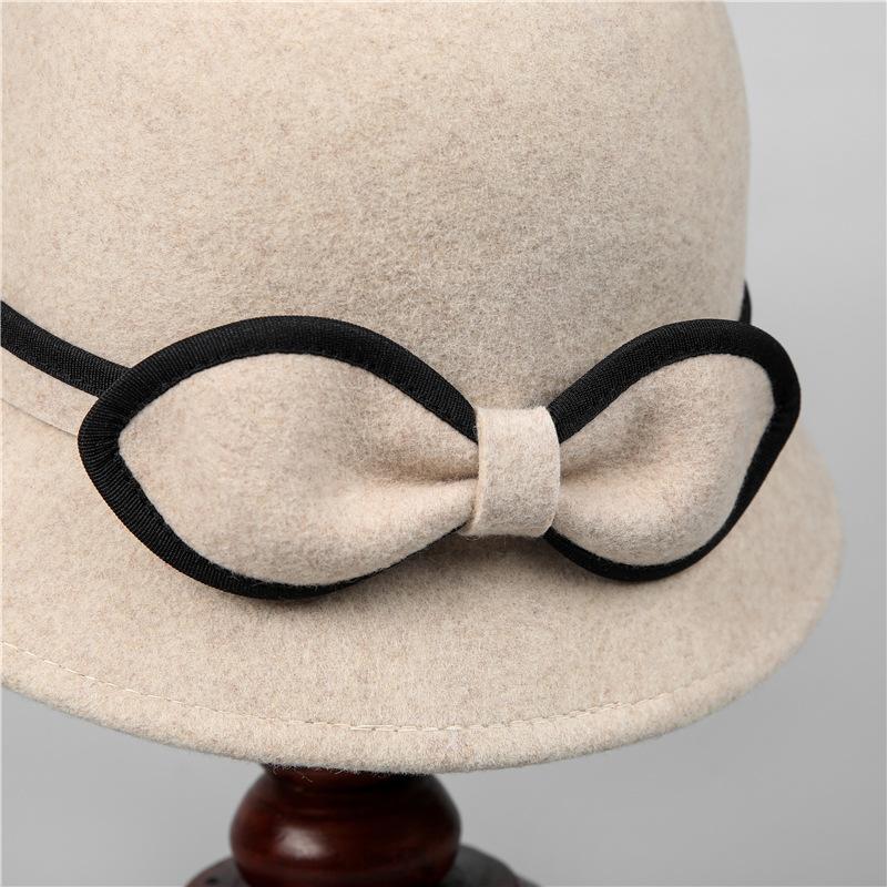 Элегантная фетровая шляпа из шерсти во французском стиле для женщин - осенне-зимняя шикарная легкая фетровая кепка с бантом в стиле рыбалки