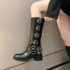 Женские ботинки на высокой платформе, элегантные модные женские туфли на низком каблуке в стиле панк, готика, новая кожаная модная женская обувь, мотоциклетная обувь