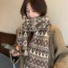 Высококачественный женский шарф с жаккардовым узором в стиле Fair Isle, ретро, вязаный, осенне-зимний, высококлассный, теплый, универсальный шарф, мужской