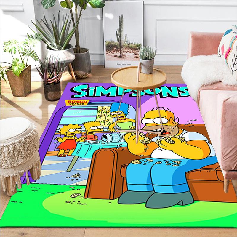 1Pc Simpsons Family Dinner Rug, Office Carpet Indoor Outdoor Doormat, Non-Slip, Comfortable, Living, Christmas Halloween,  Xmas Gift L1487