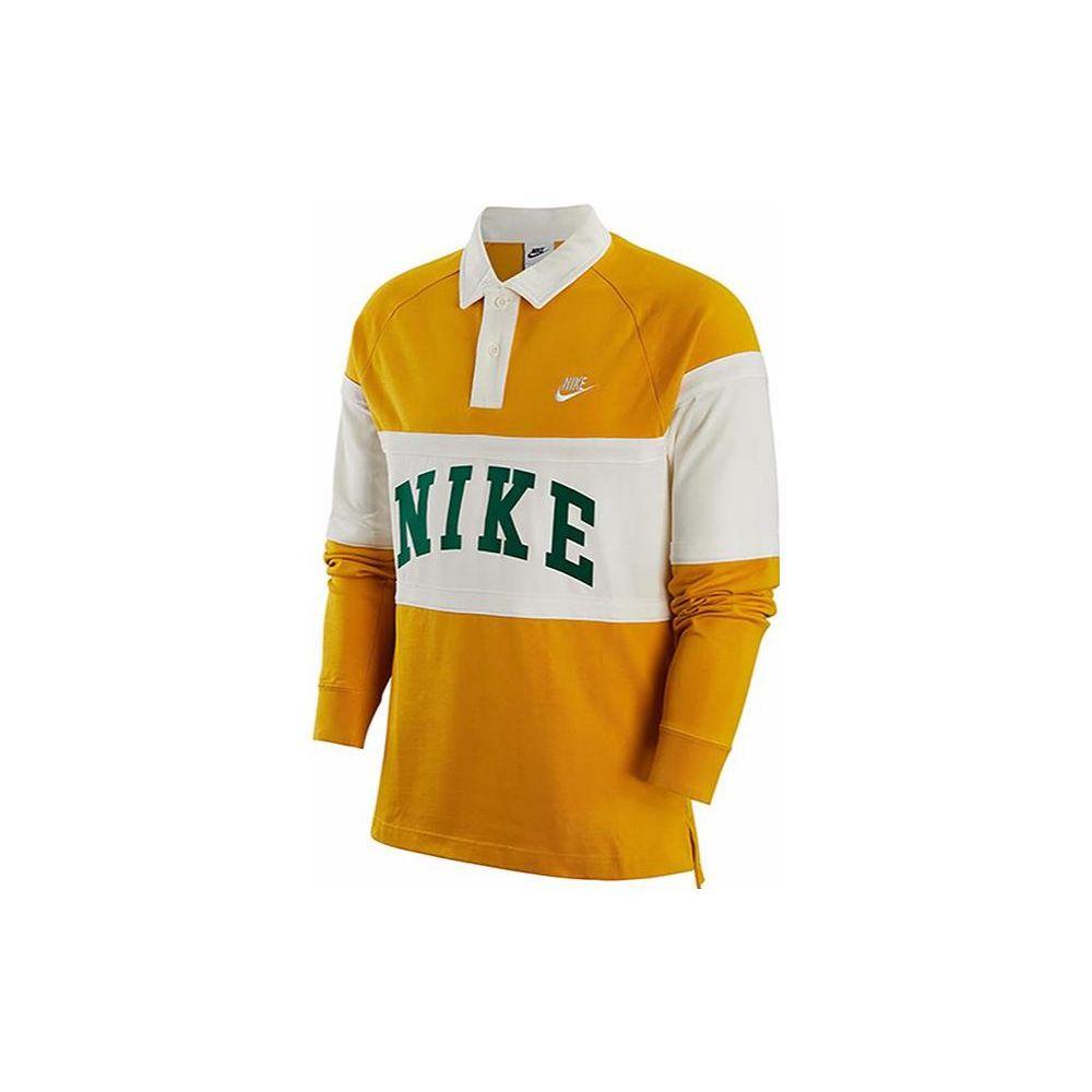 Nike Вязаные мужские топы-поло с цветными блоками и логотипом, желтый FJ1175-747