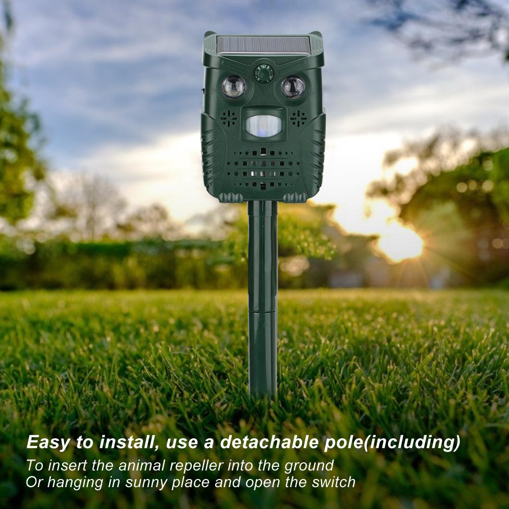 ABS пластик ультразвуковой звук белый свет мигающий солнечный отпугиватель животных для двора сад