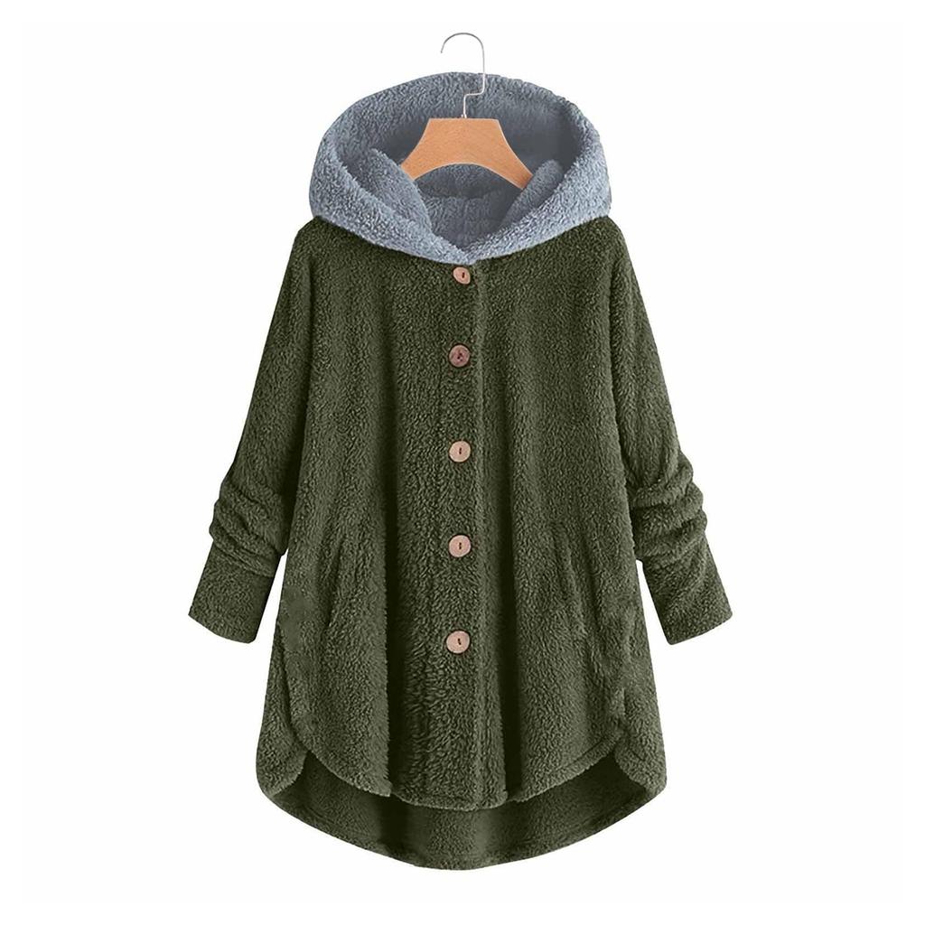 Women's Fashion Stitching Loose Hoodies Long Sleeve Plush Coat