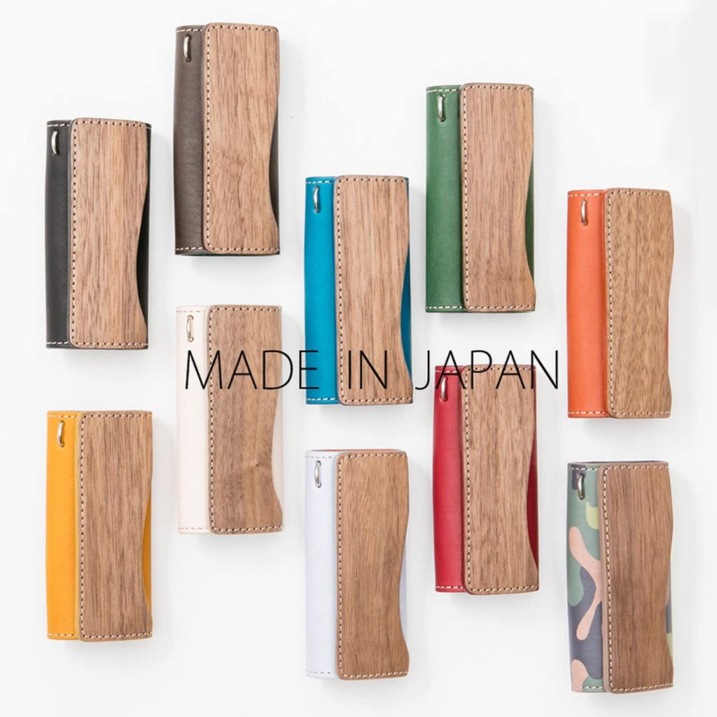 [VARCO REAL WOOD] Чехол для ключей, Футляр для ключей, Чехол для ключей, Мужской и Женский, Натуральная кожа, Сделано в Японии, Военный стиль