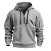 Fall And Winter Men's Casual Sports Multi-Zipper Arm Pocket Sweatshirt Pullover Hoodie