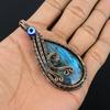 Labradorite Pendant, Handmade Gemstone 999 Copper Wire Wrapped Evil Eye Pendant Antique Jewelry, For Gift Silver Jewelry