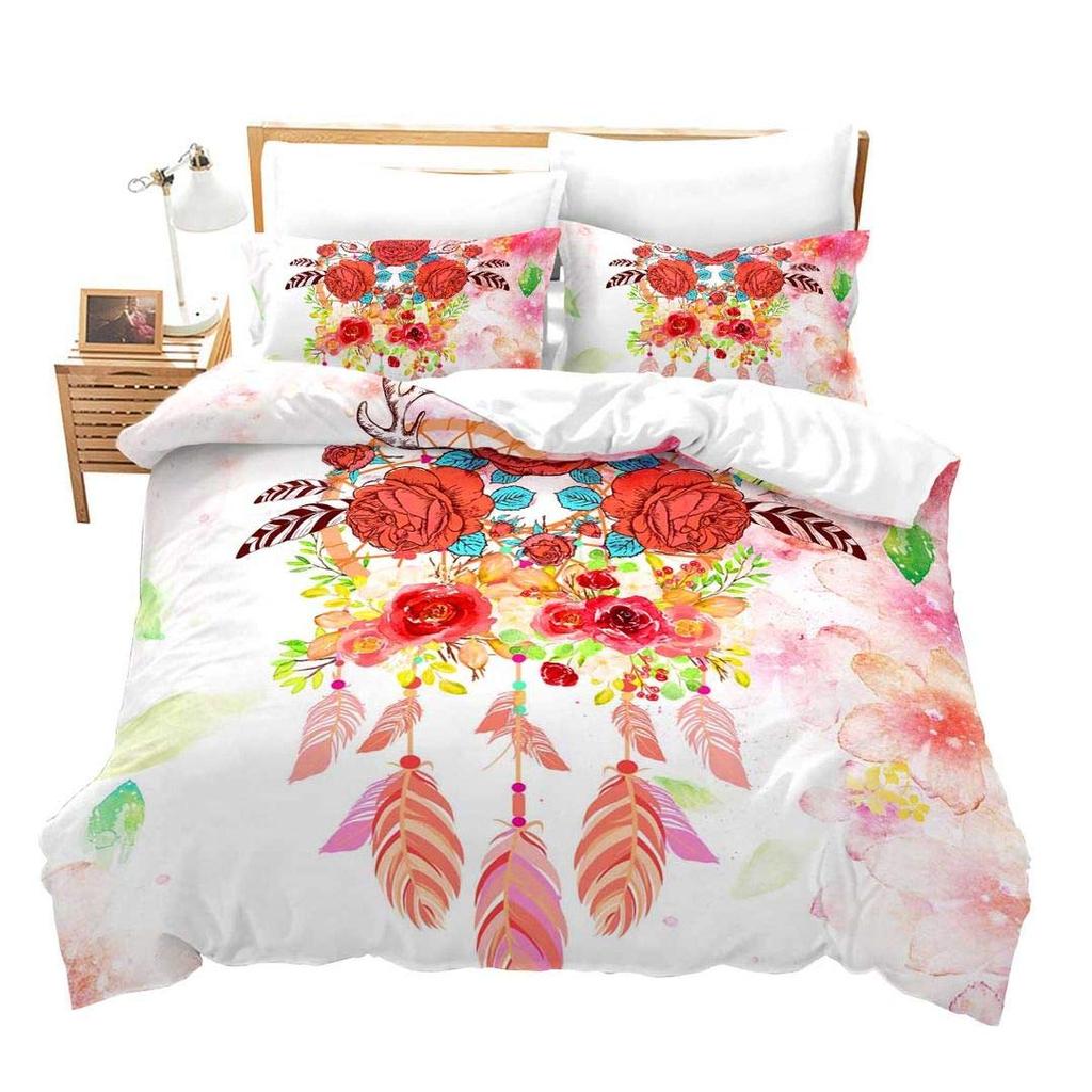 Cartoon Dreamcatcher Duvet Cover Collection Single King Feather Bedding Collection Microfiber Bohemian Comforter Cover For Girls Women Room