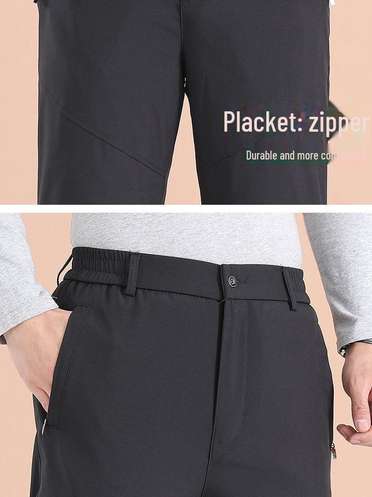 Dad's Cotton Outerwear: Thickened Velvet Trousers for Autumn/Winter - Warm Lambskin Pants for Middle-aged & Elderly.