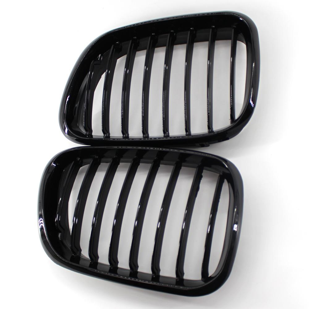 1 Pair Car Glossy Black Front Bumper Kidney Grill Grille Replacement For BMW E53 X5 1999 2000 2001 2002 2003 Replace Auto