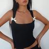 Y2K Women'S Bow Tie-Up Tank Tops Wide Shoulder Straps Bandage Camisole Sexy Low Cut Crop Tops Female Vest Tops