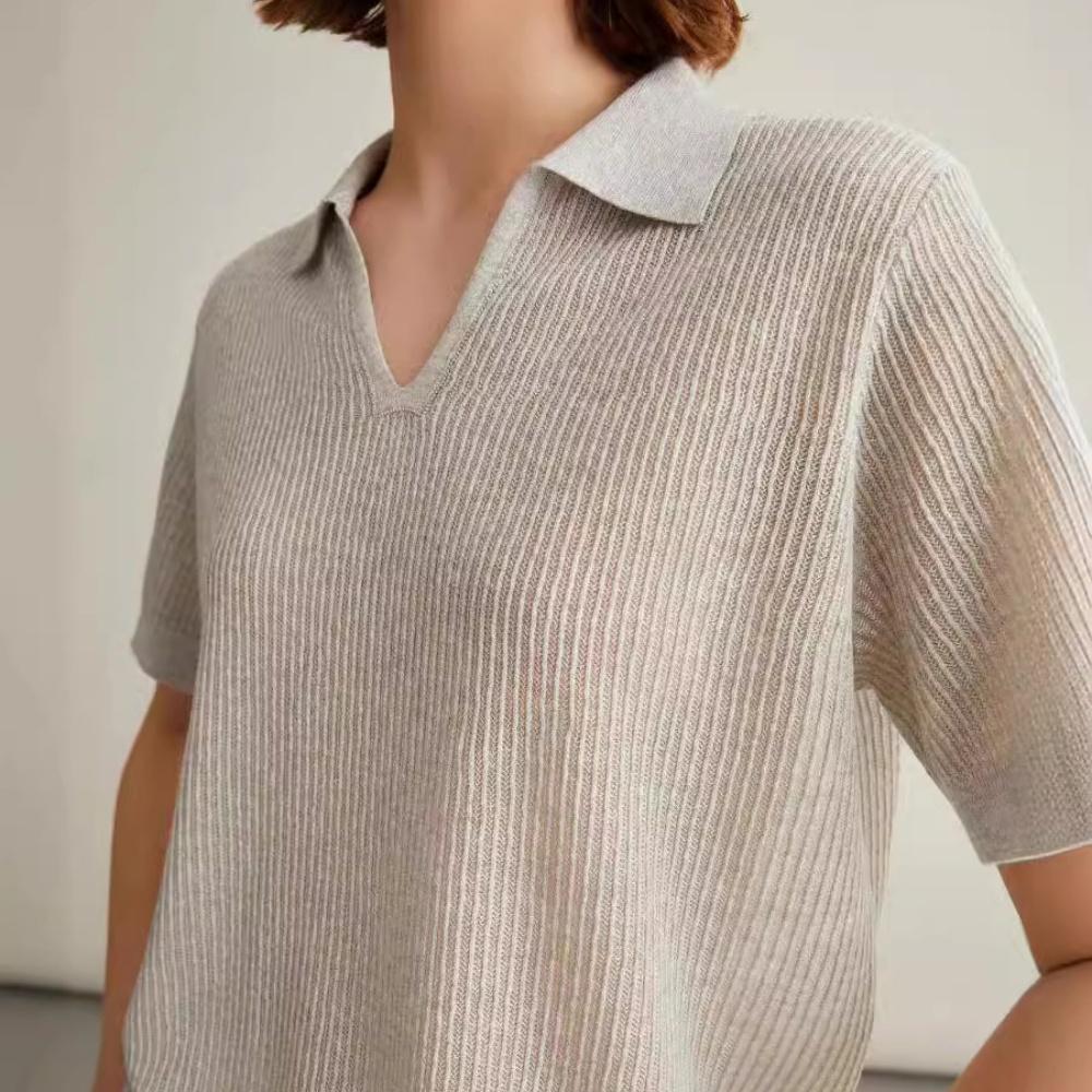 Luxury Brand Women's Clothing Fashion Ladies Knitted Pullover Linen Silk Polo Shirts Sweaters For Woman