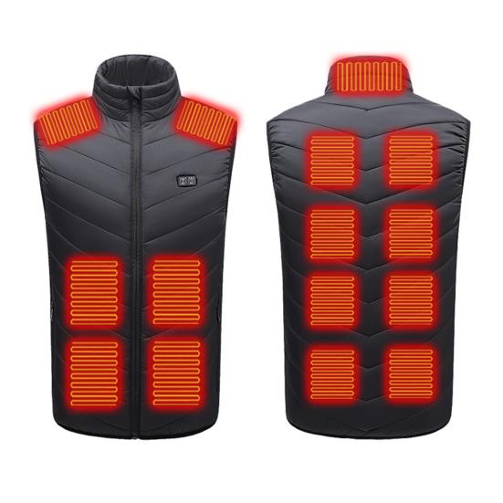 Men Heated Puffer Vest USB Electric Graphite Heating Windproof Thermal Waistcoat Winter Outdoor Activities Down Cotton Vest Coat