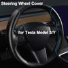 For Tesla Model 3 Y Steering Wheel Cover Carbon Fiber Pattern Car Steering Wheel Case Protector 2023 Decor Interior Accessories