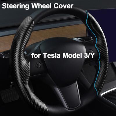 Для Tesla Model 3 Y чехол на руль с рисунком из углеродного волокна защитный чехол на руль автомобиля 2023 Декор аксессуары для интерьера