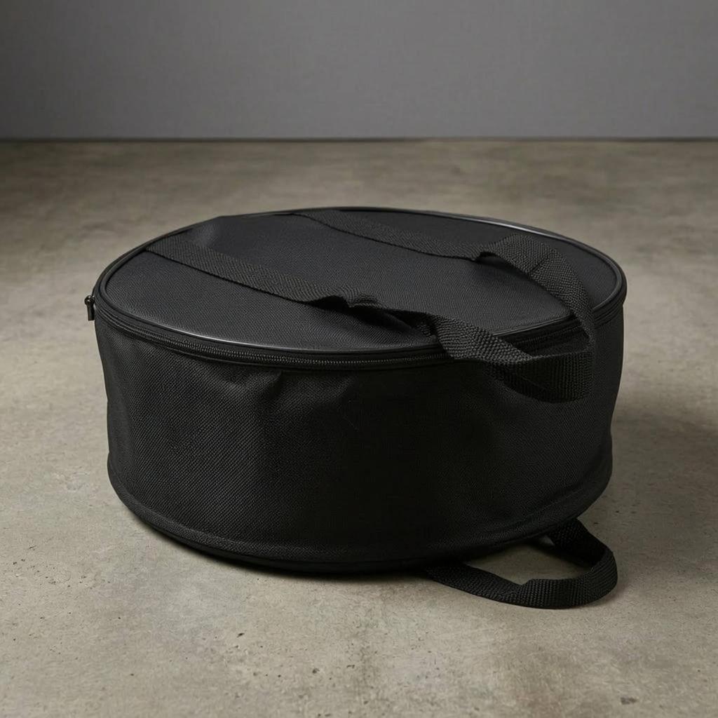 Woven Textile Storage Bag Structured Zippered Storage Bag Container Black