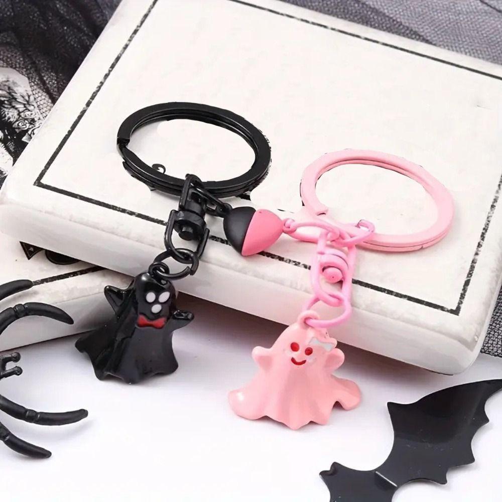 1Pair Couple Halloween Ghost Keychain Bag Hanging Key Rings Minority Magnetic Ghost Pendant  Gift