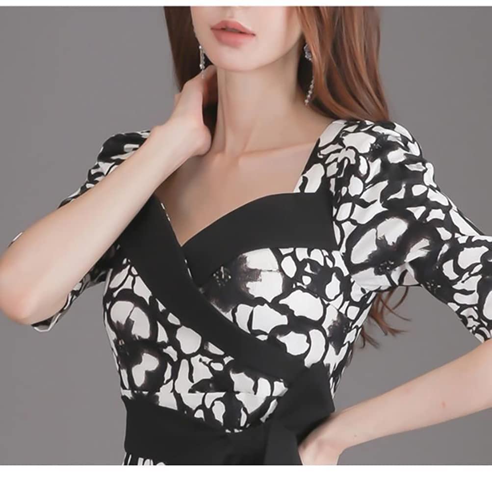 Village Tight Floral Print Sheath Short Sleeve Party Cabaret Summer Beautiful Neat and Beautiful Sexy Suitable for and Everyday 1018 H&T Women's