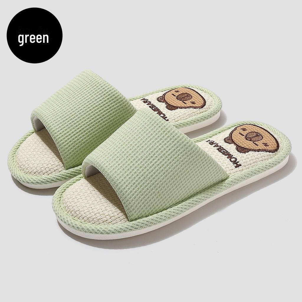 Туфли из льна и хлопка: Большие бесшумные домашние тапочки для женщин и мужчин на весну/осень