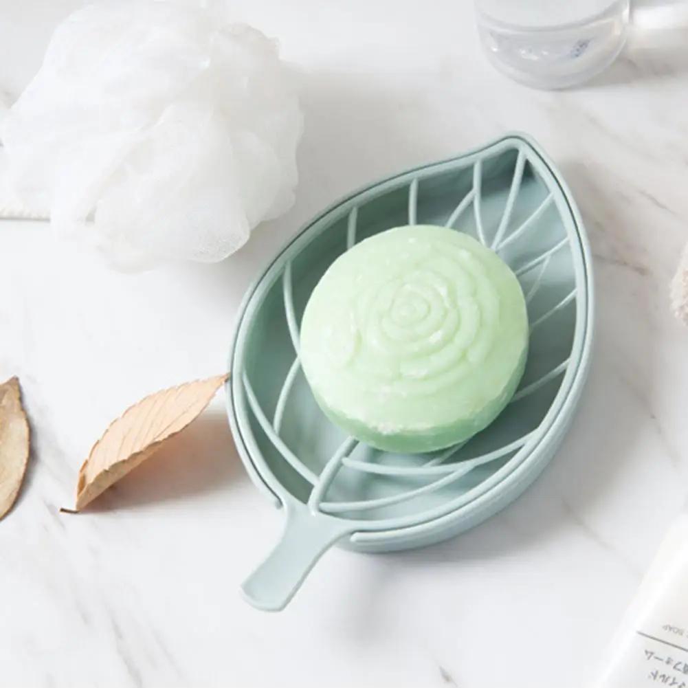 Мыльница в форме листа Нескользящая коробка для мыла Поддон для туалета и душа Сушилка Гаджеты для ванной комнаты Мыльница Контейнер для мыла