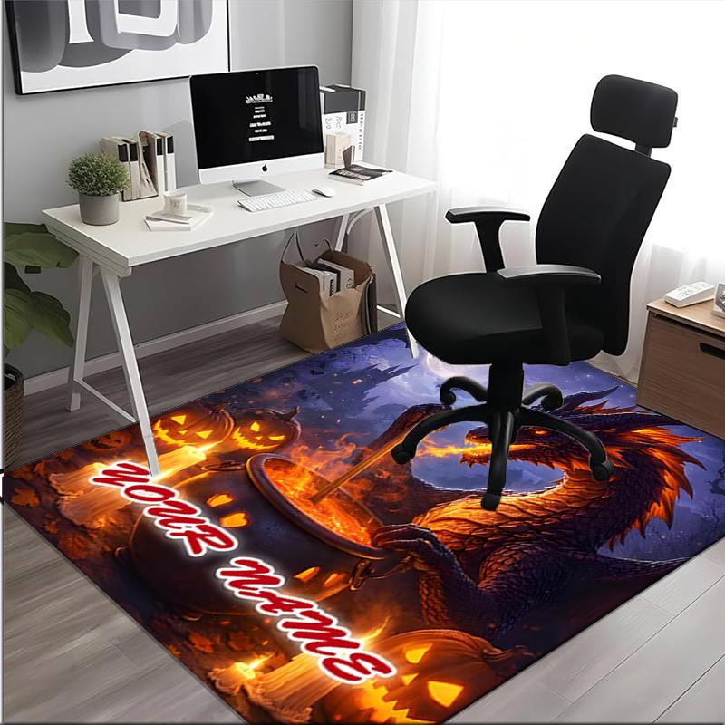 1PC Custom Name Dragon's Cauldron Magic Theme Floor Mat Ideal for Living Room, Game Rooms, Office, Bedroom,Floor Mat Playful Design