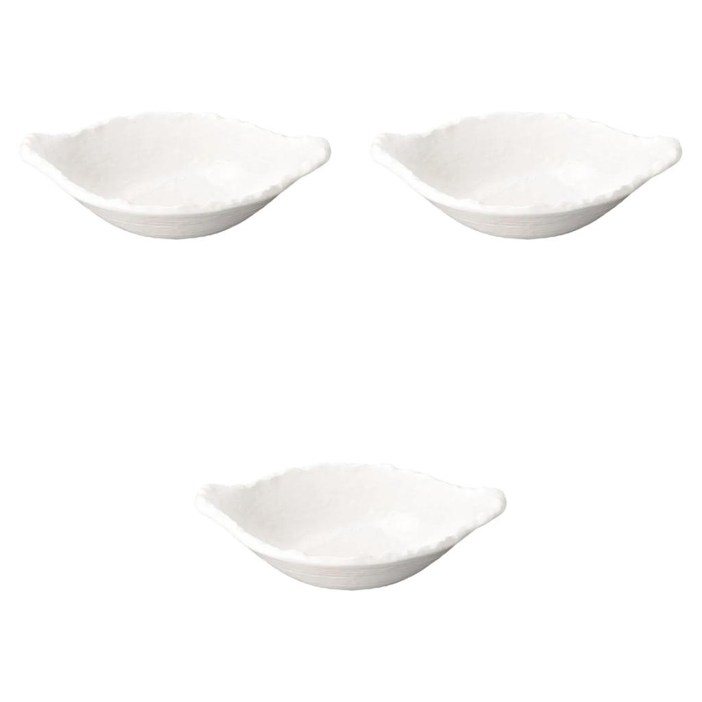 Set of 3 White Irregular Shaped Shallow Pots X 22 X 7 Banko Ware Earthenware Pots for Direct Fire Setomonohonpo [28 Cm] Use,