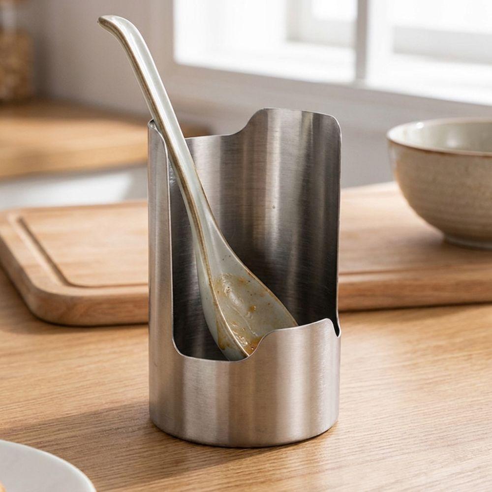Stable Spoon Holder Tray Stainless Steel Spatula Holder Pot Lid Storage Rack Dinning Table