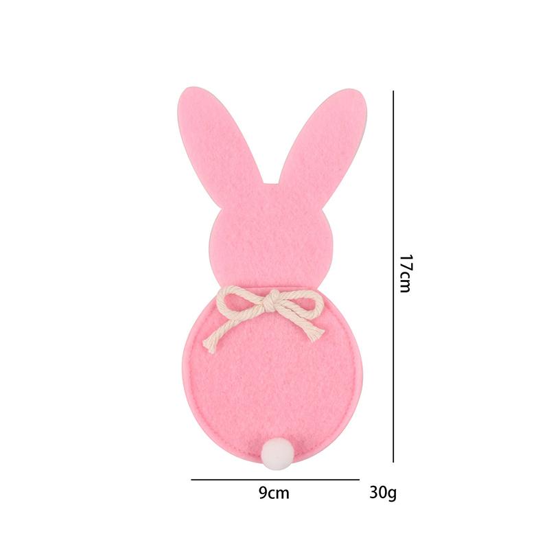 6PCS/Set Easter Bunny Felt Cutlery Holder Bag Tableware Knife Fork Cover Bag Party Accessories Happy Easter Party Decorations