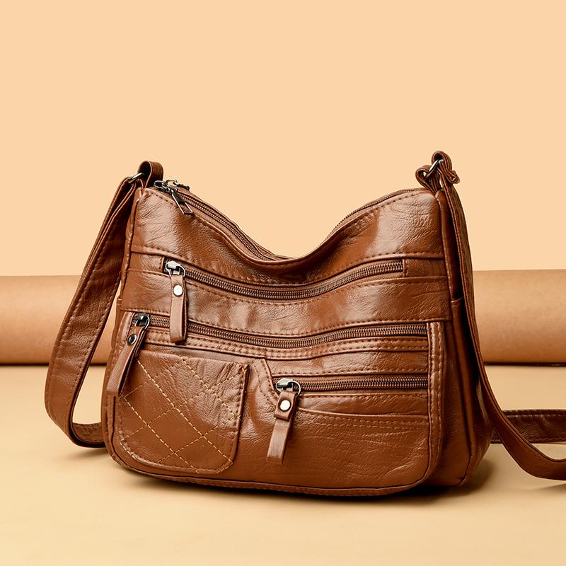 Большая вместительная сумка через плечо женская сумка через плечо многослойная ПУ сумка для мам среднего возраста