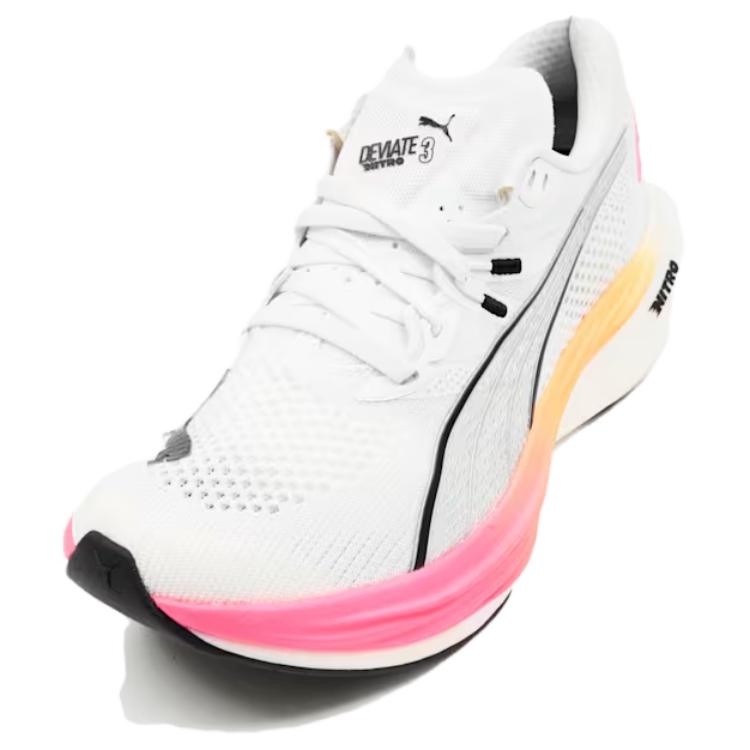 Puma Deviate Nitro 3 Удобные Прочные Дышащие Низкие Беговые Кроссовки Женские Беговые Кроссовки Белые 378450-04
