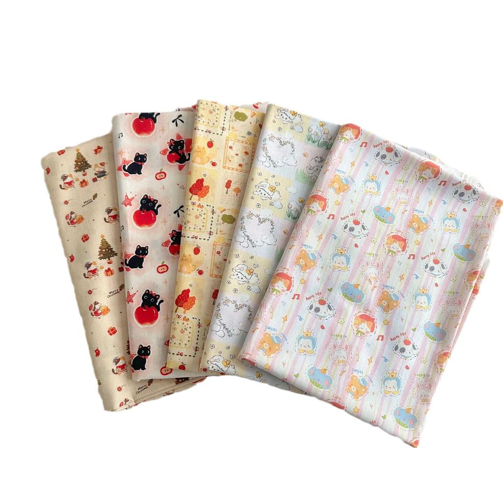 100% Cotton Digital Print Korean Style Cartoon Animal & Floral Fabric for Women's Clothing, Children's Wear, Family Outfits, Homewear & DIY Projects