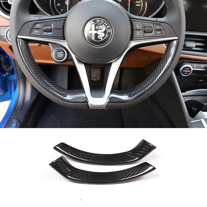 Real Carbon Fiber For Alfa Romeo Stelvio Giulia 2017-2019 Car Steering Wheel Decorative Frame Sticker Car Interior AccessoriesDA4