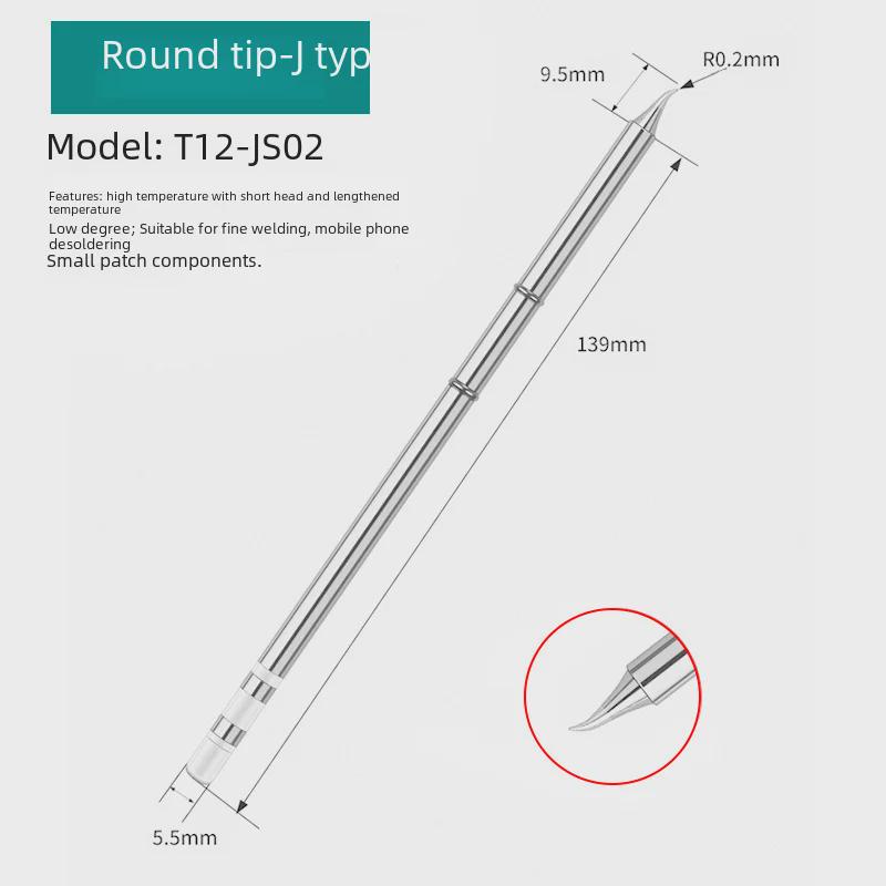 Жало паяльника T12 со встроенным нагревательным сердечником, паяльная станция с белым светом, универсальное лезвие ножа, подкова, специальное заостренное T12-K/B/I