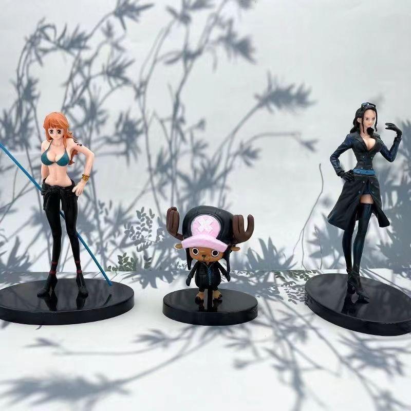 One Piece Модель ручной работы Золотой город Версия из фильма Черная одежда Команда Соломенной шляпы 9 Полный набор Луффи Зоро Аниме Фигурки ПВХ Материал