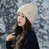 Autumn and Winter Hats for Women Big Head Circumference Solid Color Versatile Knitted Head Hat Ear Protection Warm Pullover Wool Hat