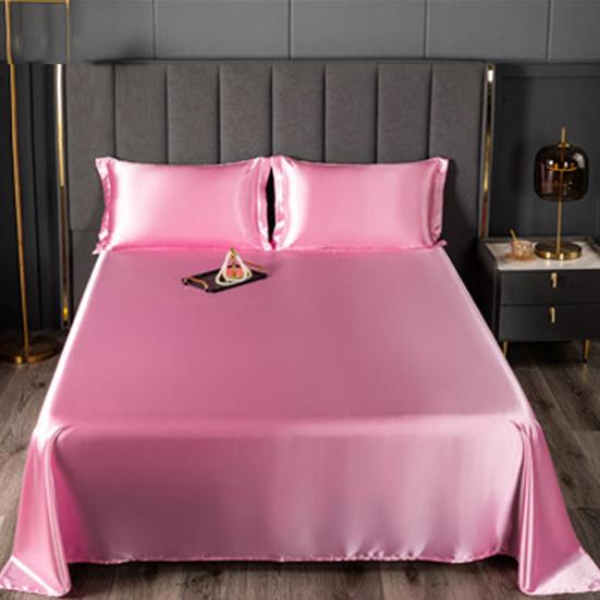 Yousheng Glossy Satin Sheets Solid Color Bed Sheet with 2 Pillowcases Cooling Wrinkle-Free Silky Smooth Sheets for Most Bed Sizes