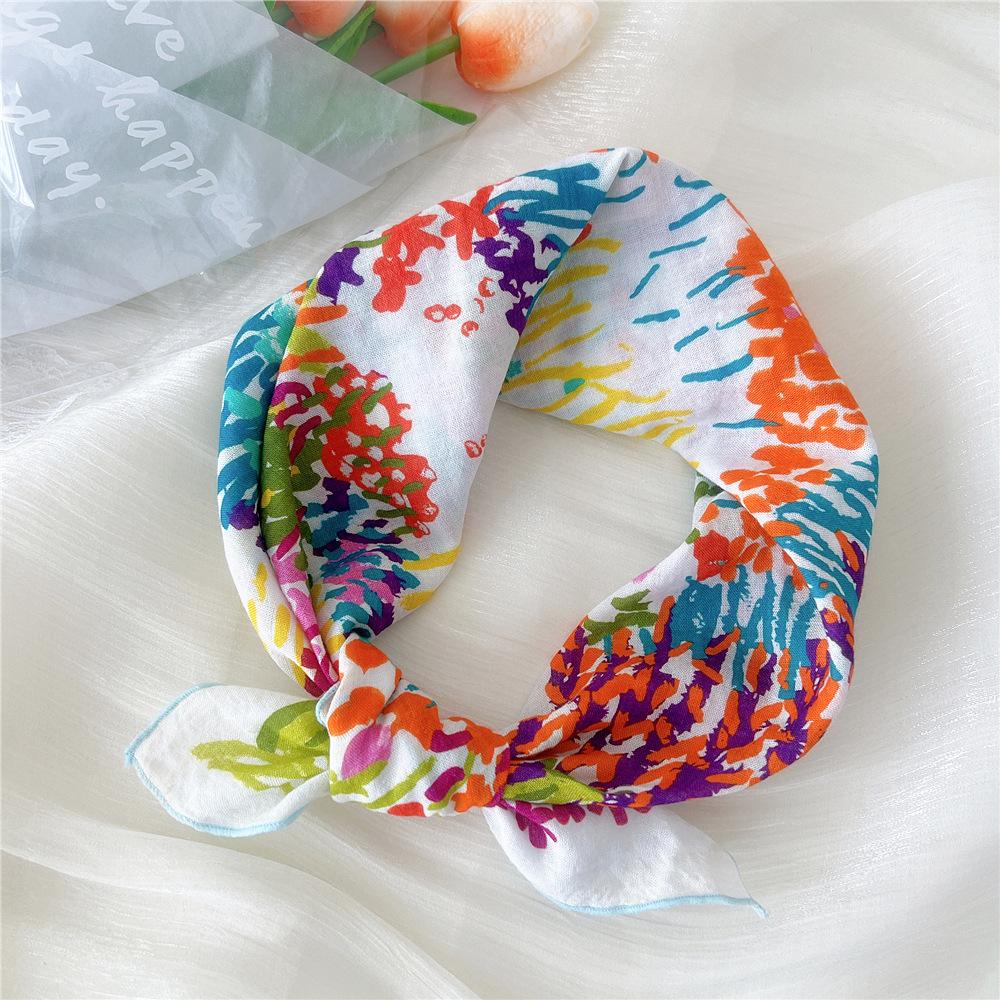 55 Cashew Cotton Linen Versatile Square Scarf - Women's Lightweight Summer/Autumn Accessory